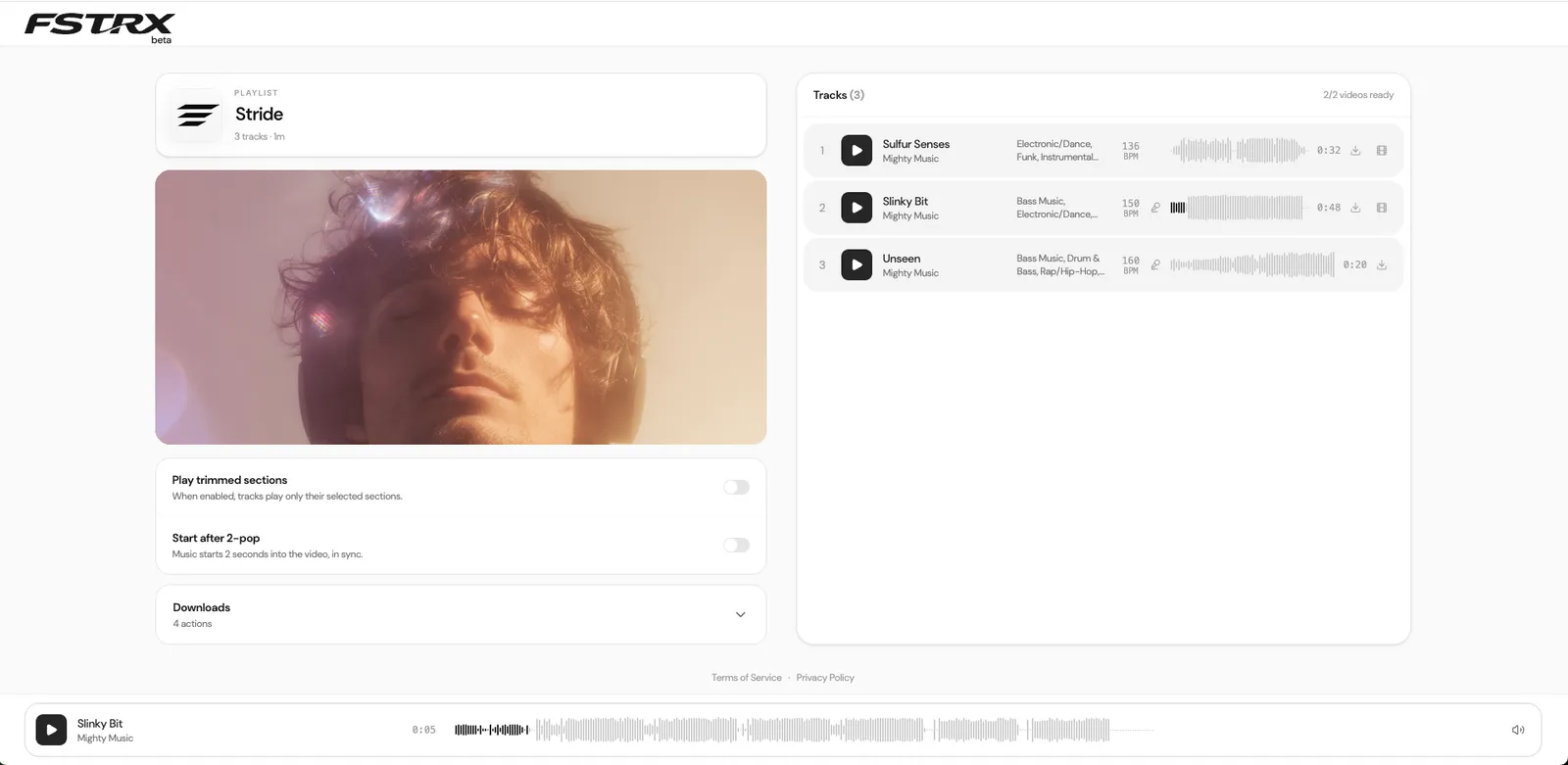 Screenshot of a shared playlist page with a video and its tracks