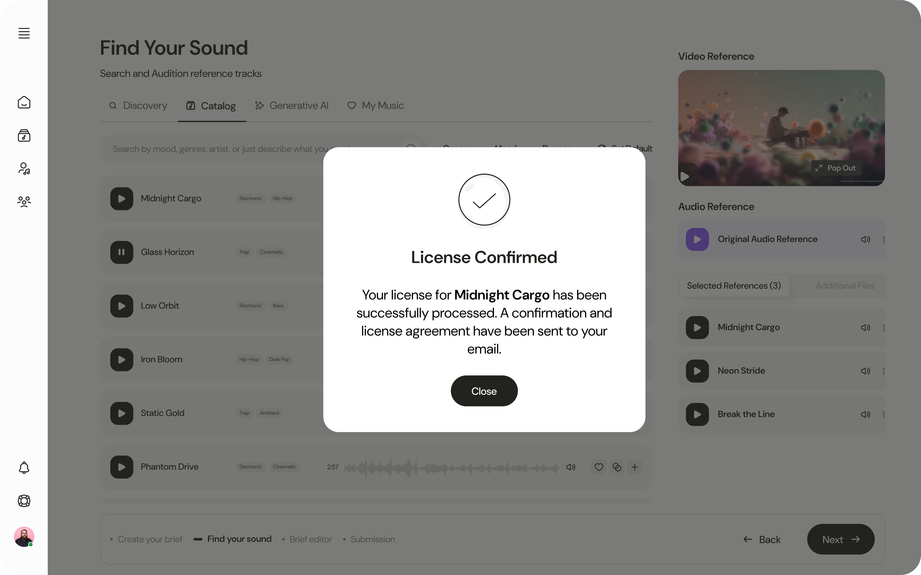 Screenshot of Instant Licensing feature
